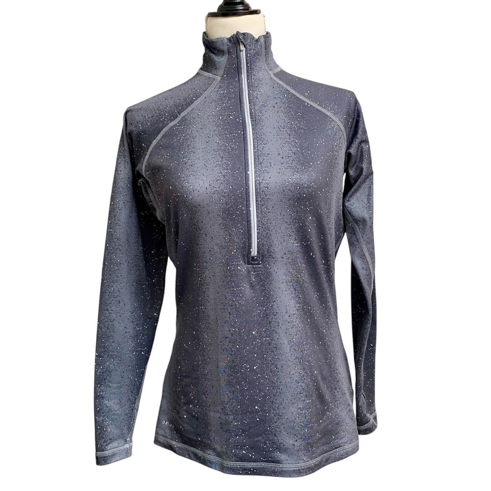 Nike Dri-FIT Half Zip Thumbhole Running Top Gray Space Dye Athletic Pullover L
